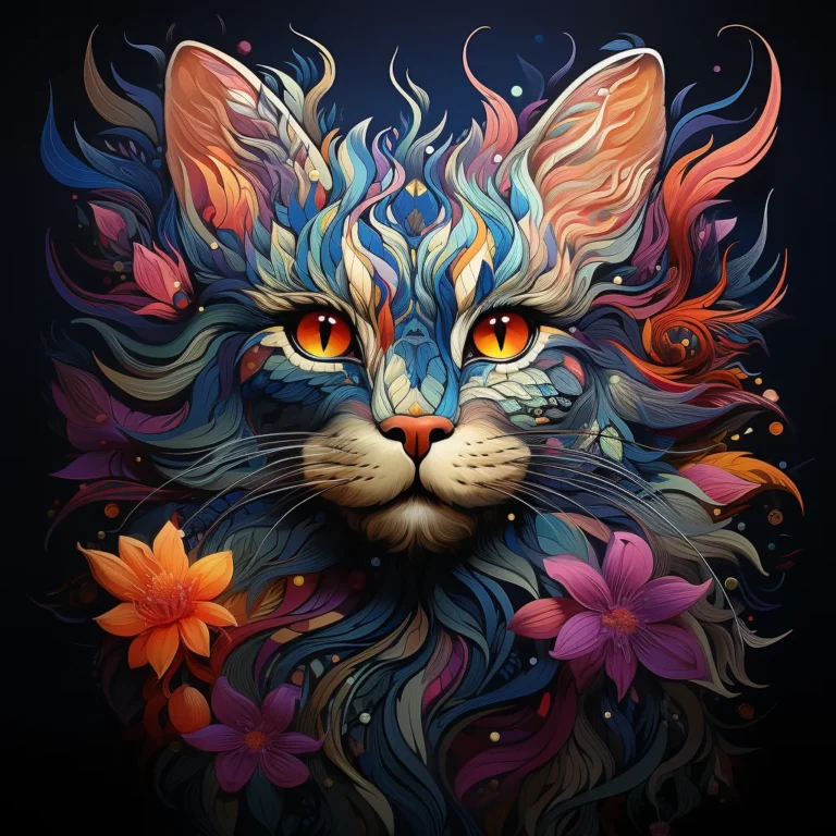 Cat Animal Mandala Style Natural Art Fantasy
